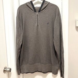 French Connection Striped Hooded 1/4 Zip Hooded Sweater Shirt Mens XL blue Y2K